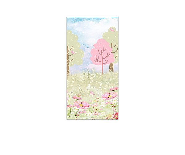Painel De Festa Vertical 1,00 x 2,00 - Safari com Flores Rosas 009