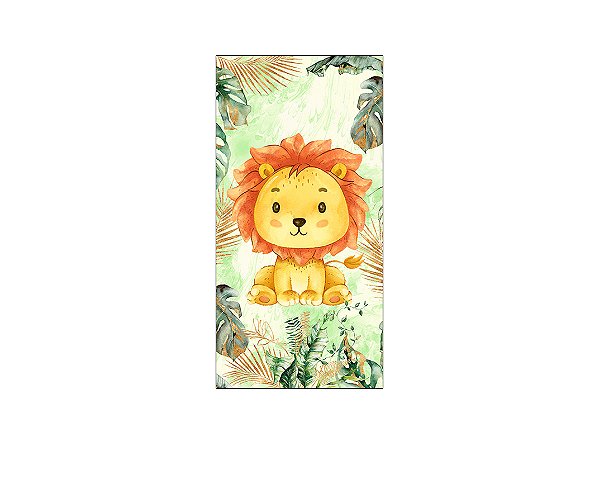 Painel De Festa Vertical 1,00 x 2,00 - Safari Leãozinho Cute e Folhagens 024
