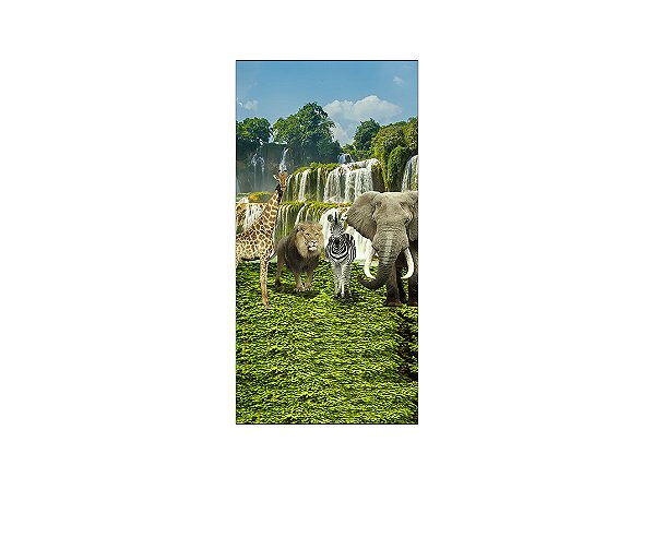 Painel De Festa Vertical 1,00 x 2,00 - Safari Animais Realista 033