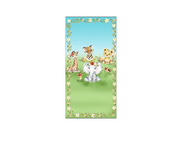 Painel De Festa Vertical 1,00 x 2,00 - Safari Cute Florido 034