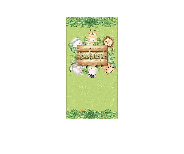 Painel De Festa Vertical 1,00 x 2,00 - Animais no Safari 040