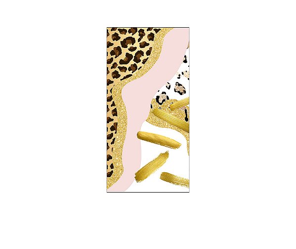 Painel De Festa Vertical 1,00 x 2,00 - Safari Estampa Animais Print Gold 042