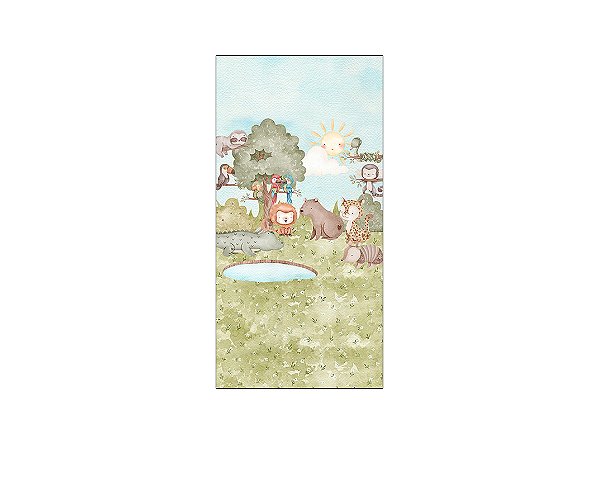 Painel De Festa Vertical 1,00 x 2,00 - Fauna Brasileira Capivara Aquarela 045