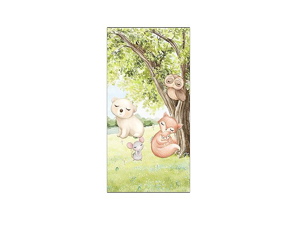 Painel De Festa Vertical 1,00 x 2,00 - Animais Cute Aquarela 050