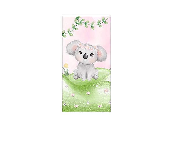 Painel De Festa Vertical 1,00 x 2,00 - Safari Coala Cute Rosa 053