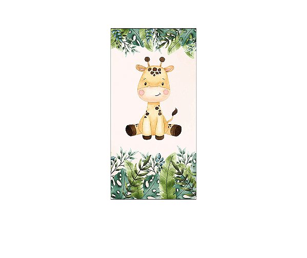 Painel De Festa Vertical 1,00 x 2,00 - Safari Girafinha com Folhas 058
