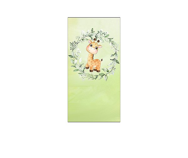 Painel De Festa Vertical 1,00 x 2,00 - Safari Girafinha Frame Folhas Verde 061