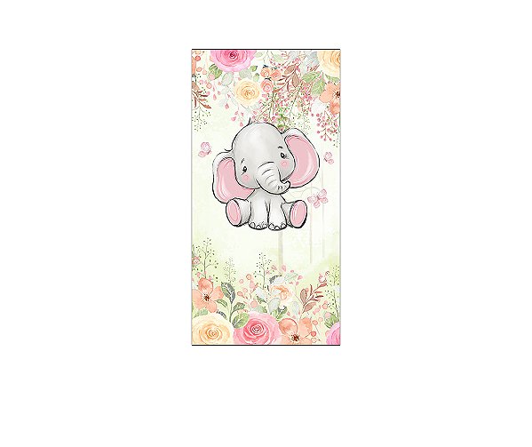 Painel De Festa Vertical 1,00 x 2,00 - Elefantinho Cute Floral 063