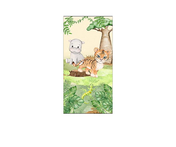 Painel De Festa Vertical 1,00 x 2,00 - Safari Bege e Verde 073