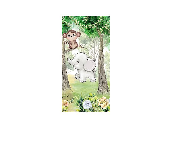 Painel De Festa Vertical 1,00 x 2,00 - Safari Macaco Cute 079