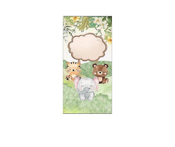 Painel De Festa Vertical 1,00 x 2,00 - Safari Aquarela Verde Suave 085