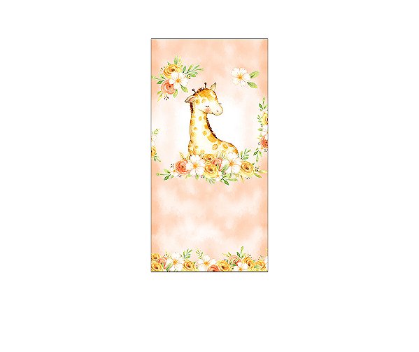 Painel De Festa Vertical 1,00 x 2,00 - Safari Girafinha Floral 100