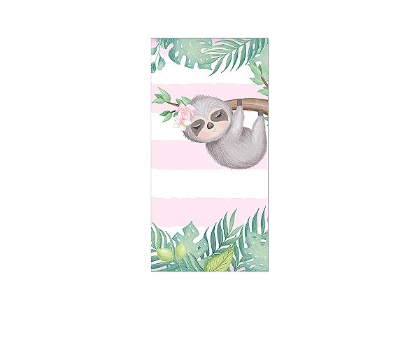 Painel De Festa Vertical 1,00 x 2,00 - Bicho Preguiça Rosa 104