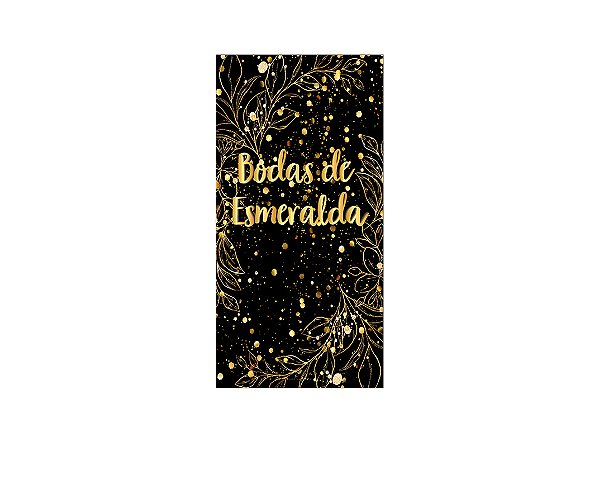Painel De Festa Vertical 1,00 x 2,00 - Bodas de Esmeralda Efeito Brilhos Dourados 010