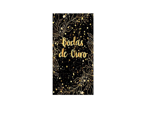 Painel De Festa Vertical 1,00 x 2,00 - Bodas de Ouro Efeito Brilhos Dourados 011