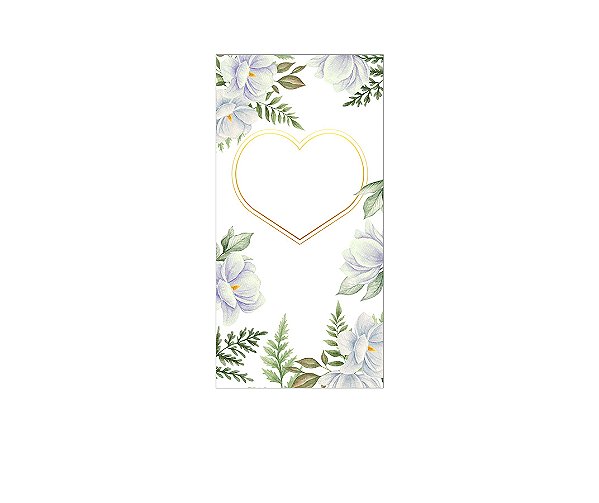 Painel De Festa Vertical 1,00 x 2,00 - Noivado Flores Brancas e Folhagens 017