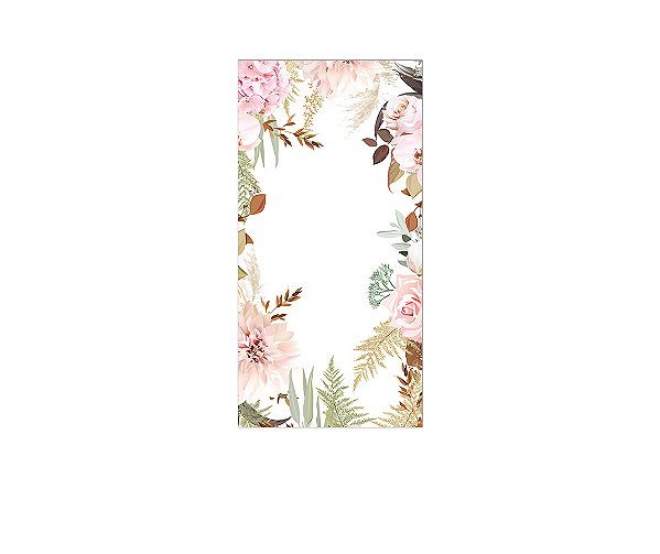 Painel De Festa Vertical 1,00 x 2,00 - Casamento Flores Aquarela 026