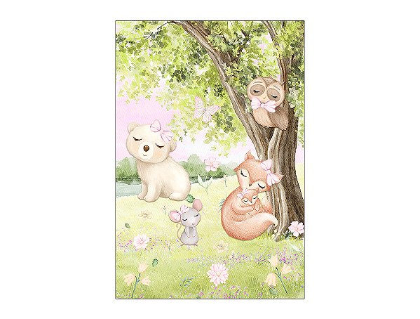 Painel De Festa Vertical 1,50 x 2,20 - Bosque Cute 101