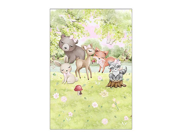 Painel De Festa Vertical 1,50 x 2,20 - Bosque Delicado 102