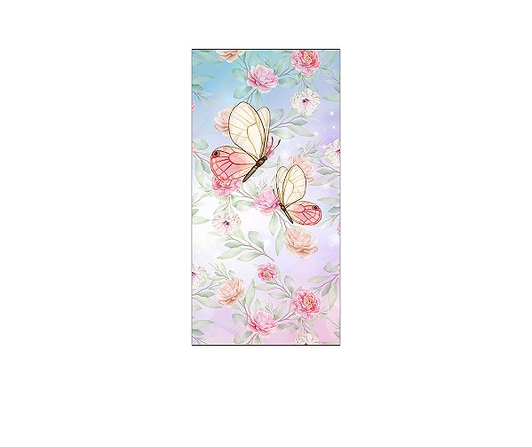 Painel De Festa Vertical 1,00 x 2,00 - Borboleta Bege e Rosa 002