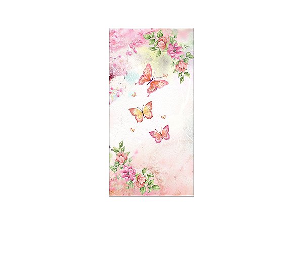 Painel De Festa Vertical 1,00 x 2,00 - Borboleta e Flor de Cerejeira 014