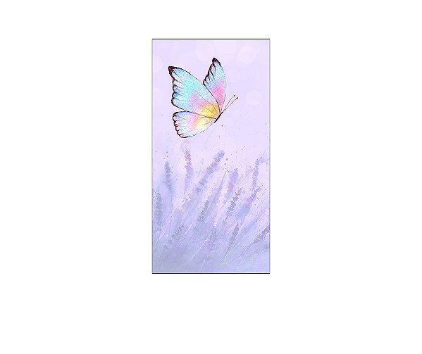 Painel De Festa Vertical 1,00 x 2,00 - Borboleta e Flores de Lavanda 016