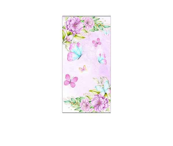 Painel De Festa Vertical 1,00 x 2,00 - Borboletas Floral Lilás 017