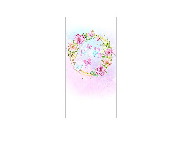 Painel De Festa Vertical 1,00 x 2,00 - Borboletas Frame Floral Aquarela 020