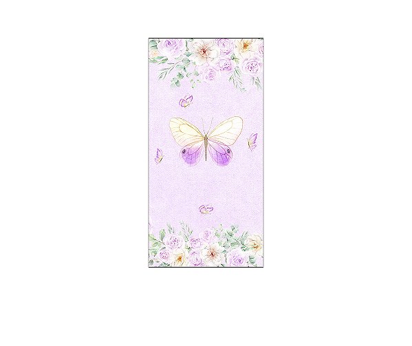 Painel De Festa Vertical 1,00 x 2,00 - Borboleta Bege e Lilás 024