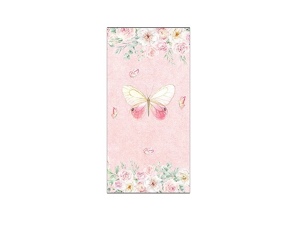 Painel De Festa Vertical 1,00 x 2,00 - Borboleta Bege e Rosa Suave 030