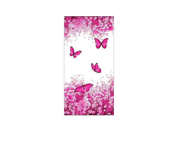 Painel De Festa Vertical 1,00 x 2,00 - Borboletas Pink Floral 033