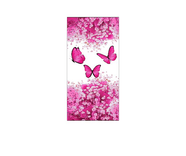 Painel De Festa Vertical 1,00 x 2,00 - Borboletas Voando Pink Floral 034
