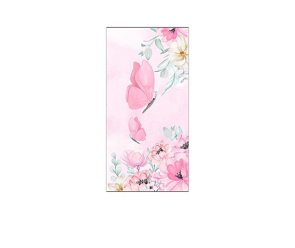 Painel De Festa Vertical 1,00 x 2,00 - Borboleta Rosa no Campo 047