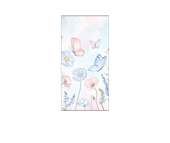 Painel De Festa Vertical 1,00 x 2,00 - Borboletas Azul e Rosa Aquarela 054