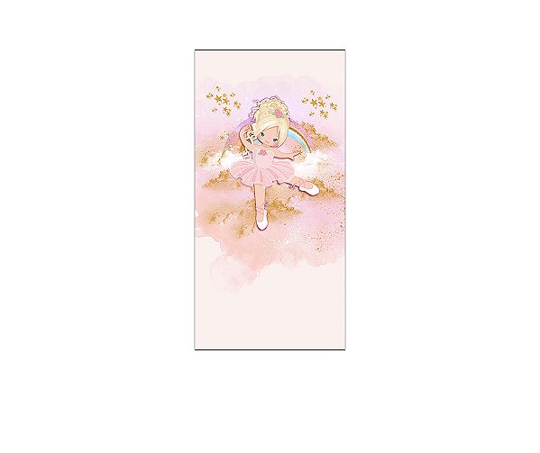 Painel De Festa Vertical 1,00 x 2,00 - Bailarina Cute Efeito Glitter 016