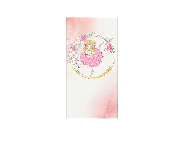 Painel De Festa Vertical 1,00 x 2,00 - Bailarina Frame Dourado Floral 020
