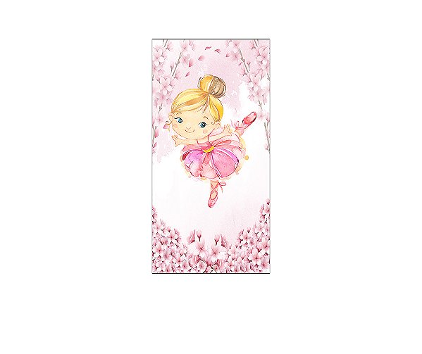 Painel De Festa Vertical 1,00 x 2,00 - Bailarina Aquarela Cerejeira 025