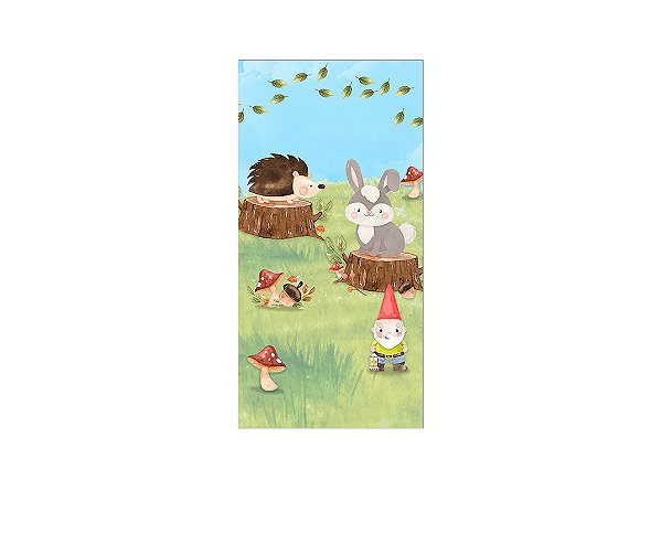 Painel De Festa Vertical 1,00 x 2,00 - Bosque Jardim Aquarela 001