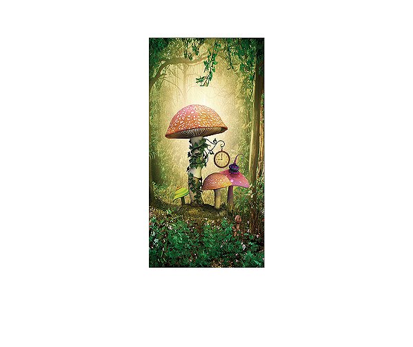 Painel De Festa Vertical 1,00 x 2,00 - Bosque com Cogumelos 004