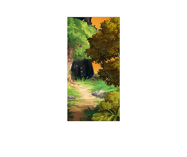 Painel De Festa Vertical 1,00 x 2,00 - Bosque com Árvores e Folhas 005