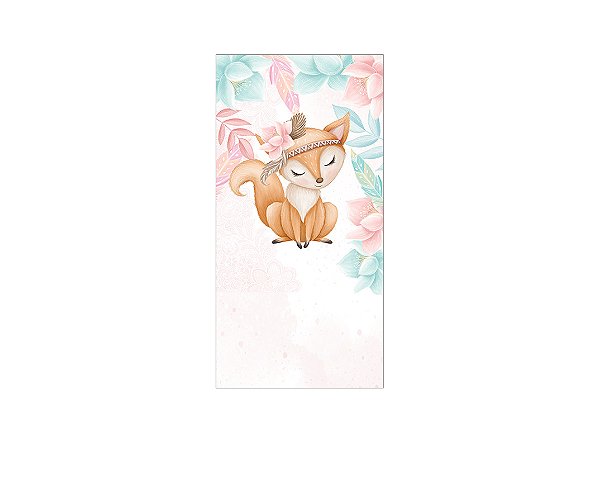 Painel De Festa Vertical 1,00 x 2,00 - Bosque Roposa Boho Aquarela 010