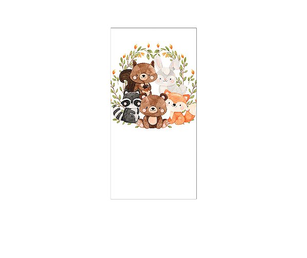 Painel De Festa Vertical 1,00 x 2,00 - Bosque Animais Cute Aquarela 011