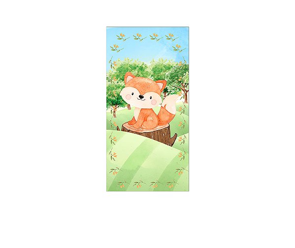 Painel De Festa Vertical 1,00 x 2,00 - Bosque Raposinha Cute Aquarela 012