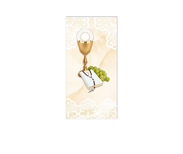 Painel De Festa Vertical 1,00 x 2,00 - Primeira Eucaristia Bege 013
