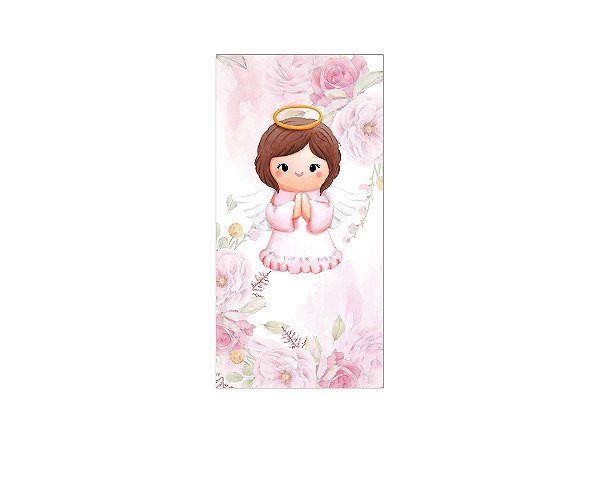 Painel De Festa Vertical 1,00 x 2,00 - Batizado Anjinha Cute Floral 027
