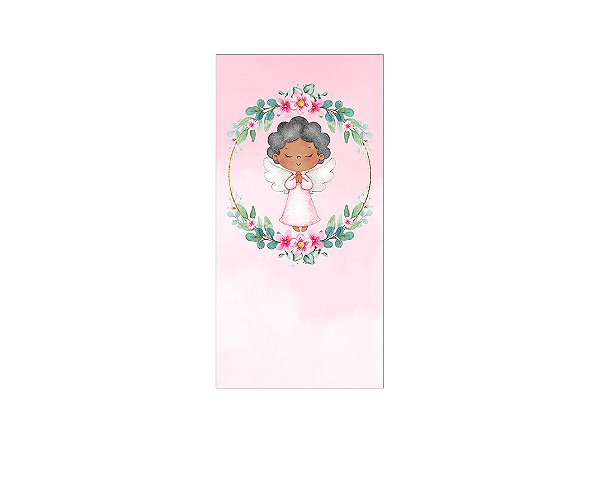 Painel De Festa Vertical 1,00 x 2,00 - Batizado Anjinha Rosa 031