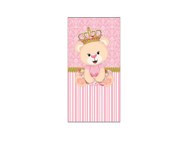 Painel De Festa Vertical 1,00 x 2,00 - Chá de Bebê Ursa Princesa Rosa 004