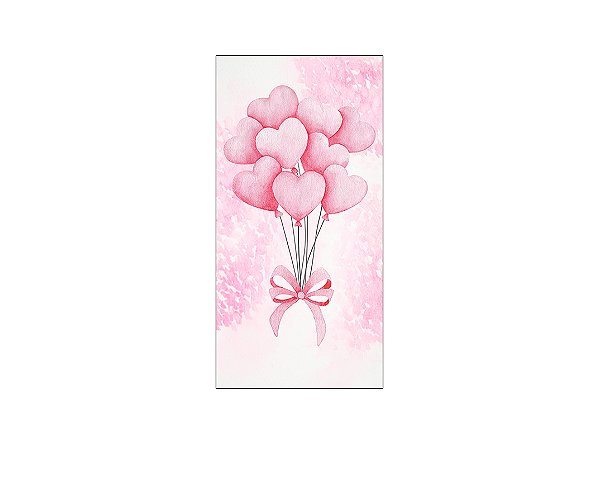 Painel De Festa Vertical 1,00 x 2,00 - Chá de Bebê Balões de Coração Rosa 030