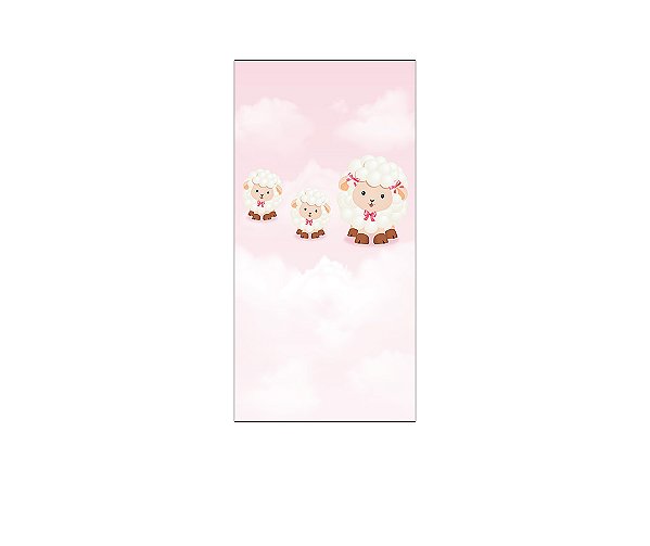 Painel De Festa Vertical 1,00 x 2,00 - Chá de Bebê Ovelinhas Céu Rosa 031