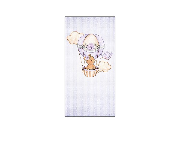 Painel De Festa Vertical 1,00 x 2,00 - Chá de Bebê Urso Baloeiro Lilás 039